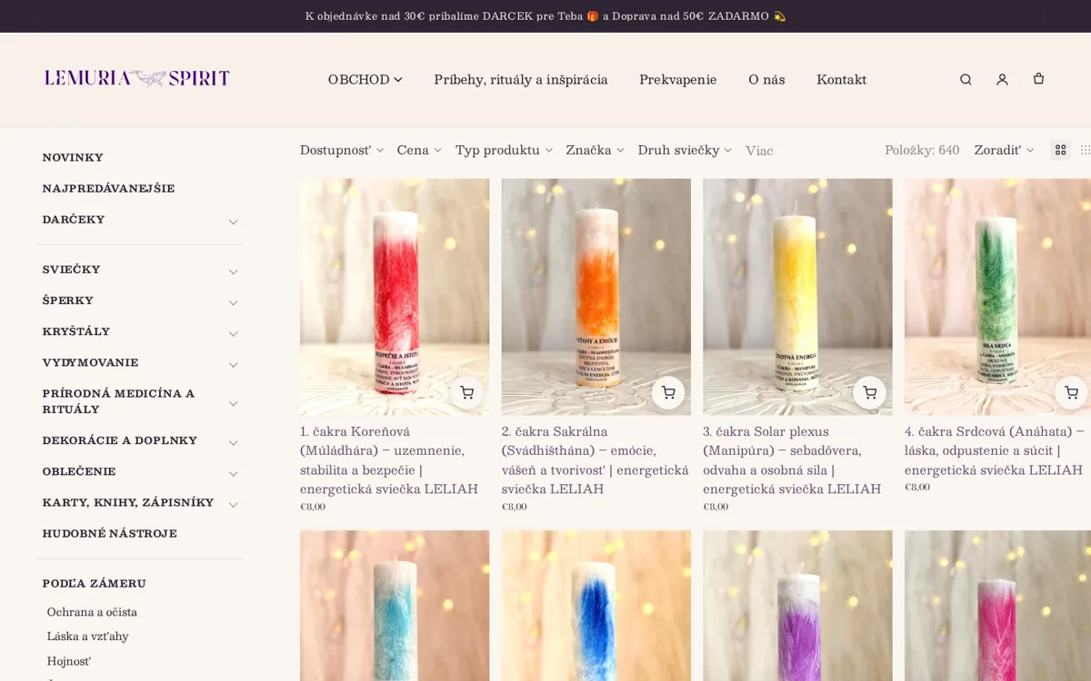 Ukážka e-shopu Lemuria Spirit