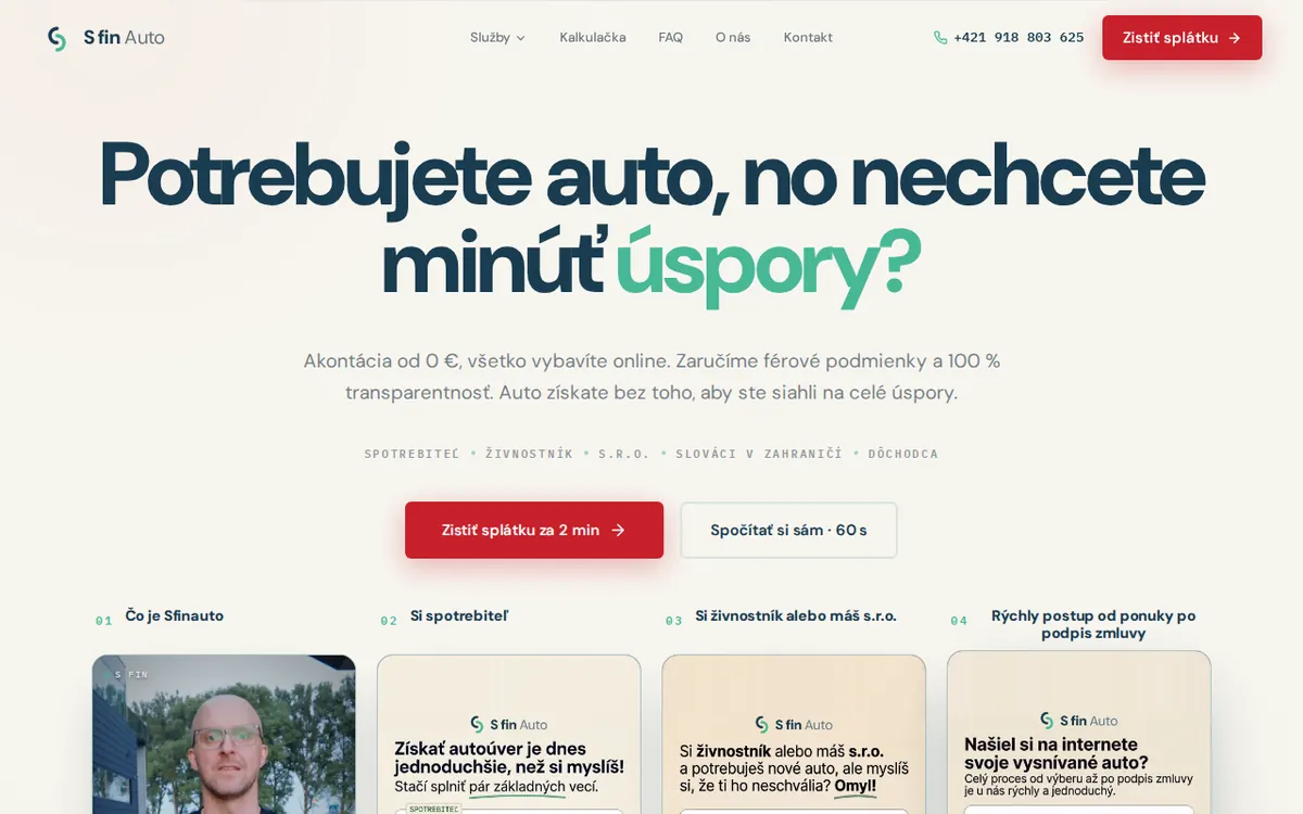 SfinAuto home page on a computer