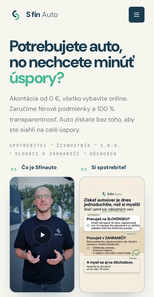 SfinAuto website on a phone