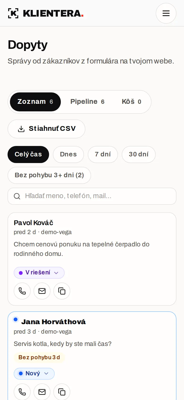 Dopyty a kontakty